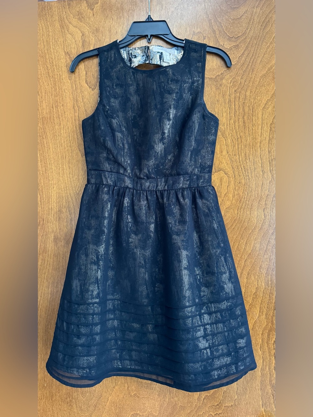 Juniors Black Metallic Fit-and-Flare Dress size XS